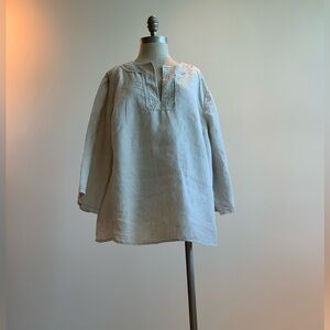 Chic Style & Co Linen Tan Embroidered Top Sz 20W